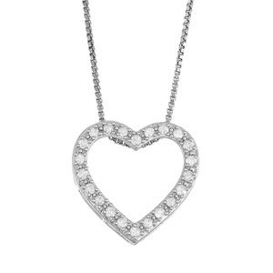 Sterling Silver 1/4 Carat T.W. Diamond Heart Pendant Necklace